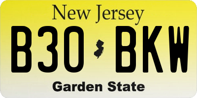 NJ license plate B30BKW