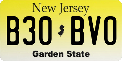 NJ license plate B30BVO