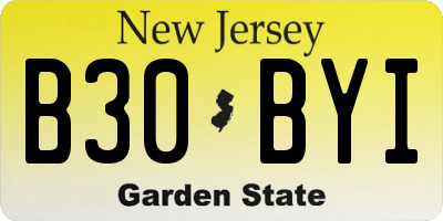 NJ license plate B30BYI