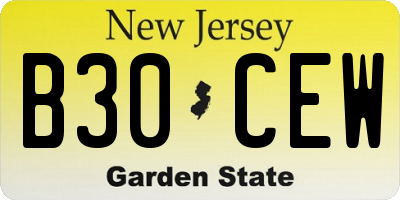 NJ license plate B30CEW