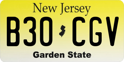 NJ license plate B30CGV