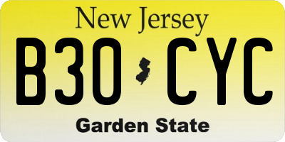 NJ license plate B30CYC
