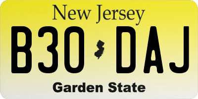 NJ license plate B30DAJ