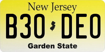 NJ license plate B30DEO