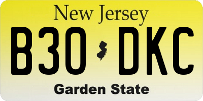 NJ license plate B30DKC