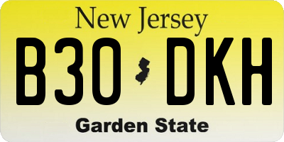 NJ license plate B30DKH