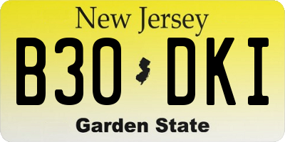 NJ license plate B30DKI