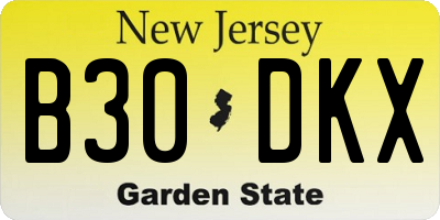NJ license plate B30DKX