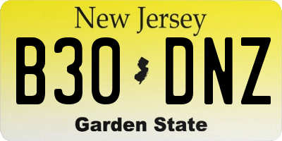 NJ license plate B30DNZ