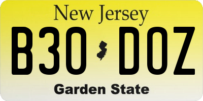 NJ license plate B30DOZ
