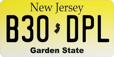 NJ license plate B30DPL