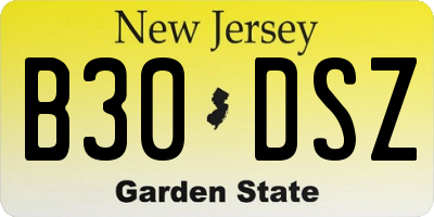 NJ license plate B30DSZ