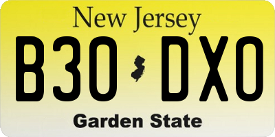 NJ license plate B30DXO