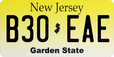 NJ license plate B30EAE