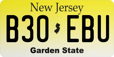 NJ license plate B30EBU