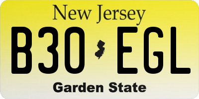 NJ license plate B30EGL