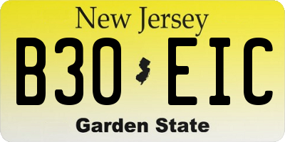 NJ license plate B30EIC