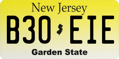 NJ license plate B30EIE