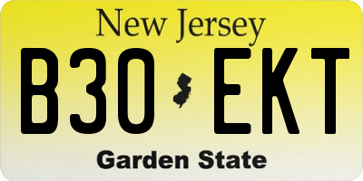 NJ license plate B30EKT
