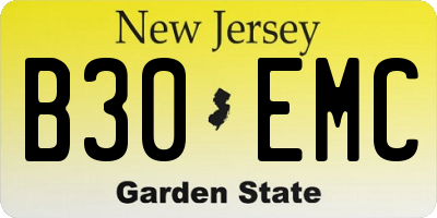 NJ license plate B30EMC