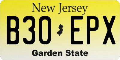NJ license plate B30EPX