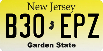 NJ license plate B30EPZ