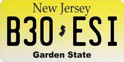 NJ license plate B30ESI