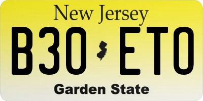 NJ license plate B30ETO