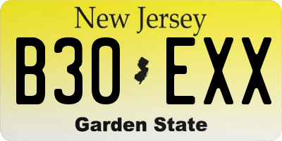 NJ license plate B30EXX