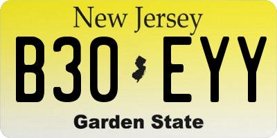 NJ license plate B30EYY