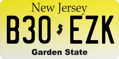 NJ license plate B30EZK