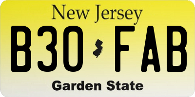 NJ license plate B30FAB