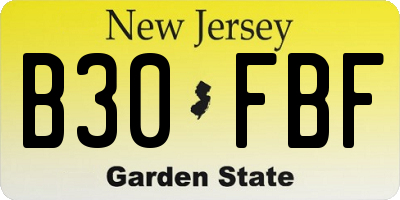NJ license plate B30FBF