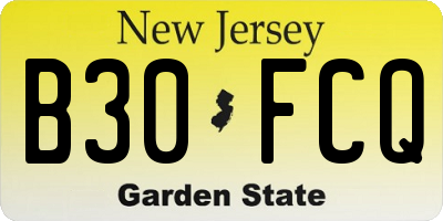 NJ license plate B30FCQ