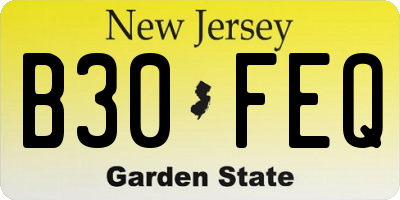 NJ license plate B30FEQ