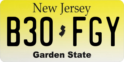NJ license plate B30FGY