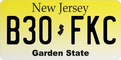 NJ license plate B30FKC