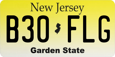 NJ license plate B30FLG