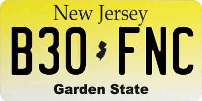 NJ license plate B30FNC