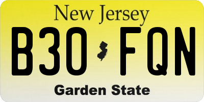NJ license plate B30FQN