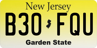 NJ license plate B30FQU