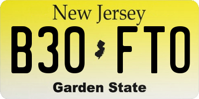 NJ license plate B30FTO
