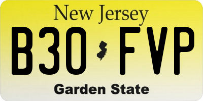 NJ license plate B30FVP