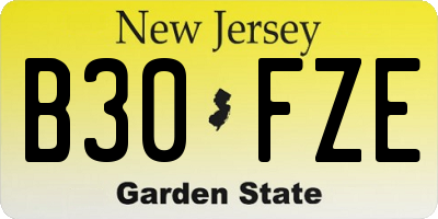 NJ license plate B30FZE