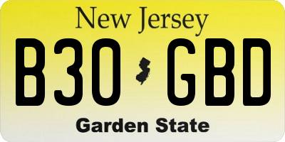 NJ license plate B30GBD