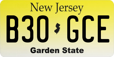 NJ license plate B30GCE
