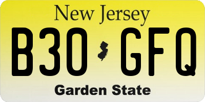 NJ license plate B30GFQ