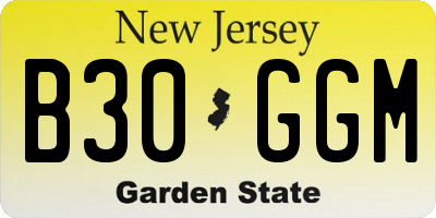 NJ license plate B30GGM