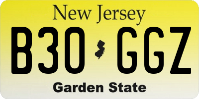NJ license plate B30GGZ