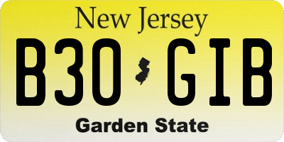 NJ license plate B30GIB